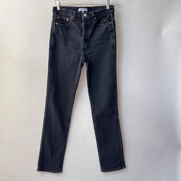 RE/DONE High-Rise Straight Jeans ,Size 29, Black Washed N57 - Picture 2 of 11